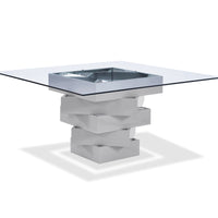 59" X 59" X 30" Gray Glass Dining Table
