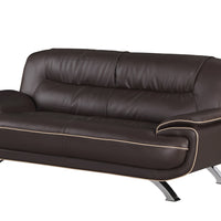 35" Sleek Brown Leather Sofa