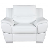 37" White Chic Leather Stationary Chair