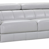 92" Lovely Light Grey Leather Sofa