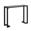 12" X 42" X 32" Tempered And Black Metal Accent Table