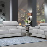 73'" X 43'"  X 31'" Modern Light Gray Leather Sofa And Loveseat