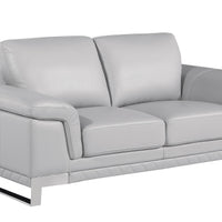 Set Of Modern Light Gray Leather Sofa And Loveseat