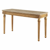 22" X 57" X 37" Marble Antique Gold Wood Sofa Table