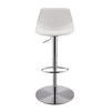 18.12" X 18.9" X 39.57" White Leatherette Over Steel Frame Adjustable Swivel Barcounter Stool With Brushed Stainless Steel Base