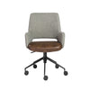 21.26" X 25.60" X 37.21" Tilt Office Chair In Gray Fabric And Light Brown Leatherette With Black Base