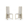 Set Of 2 Ultra Modern Beige Suede And Gold Dining Chairs