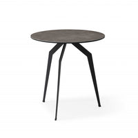 20" Black And Gray Ceramic Tile Round End Table