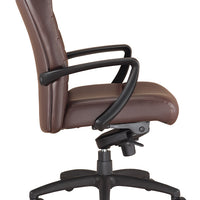 Brown Faux Leather Tufted Seat Swivel Adjustable Task Chair Leather Back Plastic Frame
