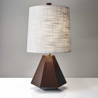Walnut Wood Finish Geometric Base Table Lamp