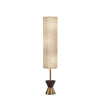 59" Brass And Wood Textured Cylinder Beige Floor Lamp