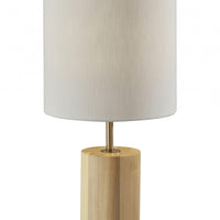 Natural Wood Circular Block Table Lamp