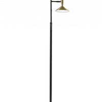 65" Black Two Light Led Light Changing Tree Floor Lamp With Gold Solid Color Cone Shade