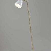 59" White Task Floor Lamp With White Cone Shade