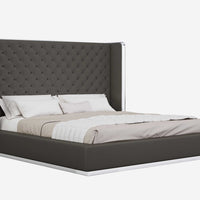 60 X 91 X 91 Dark Gray Faux Leather Bed King