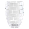 12" Mouth Blown Frosted Crystal European Made Wall Design Vase