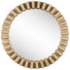 35" Round Natural Brown Wood Frame Wall Mirror