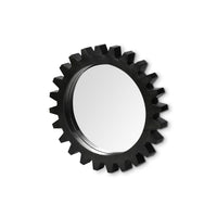 26" Black Cog Round Metal Frame Wall Mirror