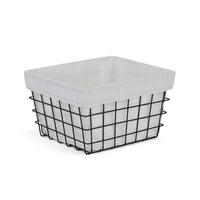 Rectangular White Lined And Metal Wire Storage