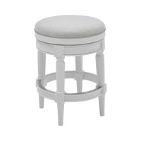 Counter Height Round Counter Stool In Alabaster White Fabric