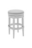 Bar Height Round Backless Stool In  White Fabric