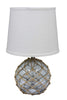 20" Clear Glass Bedside Table Lamp With White Tapered Drum Shade