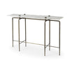 White Marble Console Table With Brass Toned Iron Base
