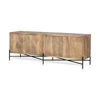 Brown Solid Mango Wood Finish Sideboard With 4 Cabinet Doors