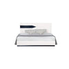 White Tone Quekingen Bed With Dark Grey Zebrano Details On Headboard And Bottom Rail Accent