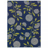 9' X 13' Indigo And Lime Green Floral Indoor Outdoor Area Rug