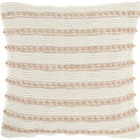 Blush And Ivory Textured Stripes Throw Pillow