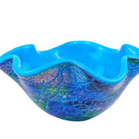 Abstract Multi Color Glass Centerpiece Bowl