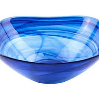 6 Contemporary Soft Square Blue Swirl Glass Bowl Set Of 2