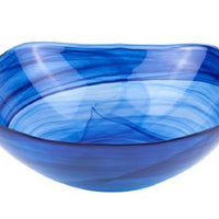 10 Contemporay Soft Square Blue Swirl Glass Bowl
