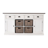 Modern Farmhouse Brown And White Buffet Server With Baskets