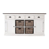 Modern Farmhouse Brown And White Buffet Server With Baskets