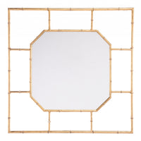 26" Gold Octagonal in a Square Faux Bamboo Wall Mounted Accent Mirror