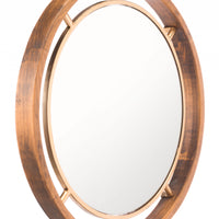 Antiqued Gold Round Wall Mirror
