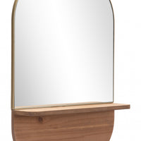 Gold Rectangular Mirror with Shelf