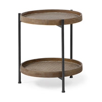 Brown Double Tier Embossed End Table