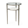Updated Rustic Glass And Marble Antiqued Gold End Table