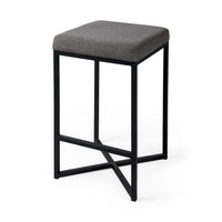 Geo Cube Black Metal And Gray Counter Stool