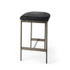 Black Leather Counter Stool With Gold Metal Frame