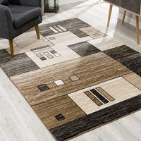 10' Beige Abstract Power Loom Runner Rug