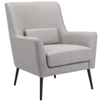 29" Grey Faux Leather And Black Arm Chair