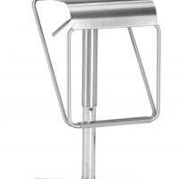 22" Silver Swivel Backless Bar Height Chair With Footrest