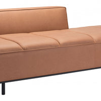 79" Camel Brown Faux Leather And Black Modular Sofa