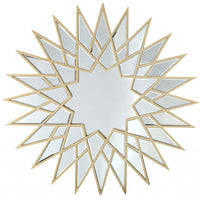 34" Painted Sunburst Accent Mirror Wall Mounted With Metal Frame