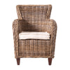 Set of Two Wide Edge Wicker Chairs with Seat Cushion