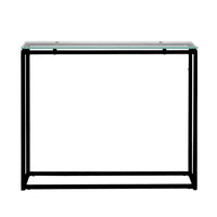 Geo Rectangle Clear Glass and Black Console Table